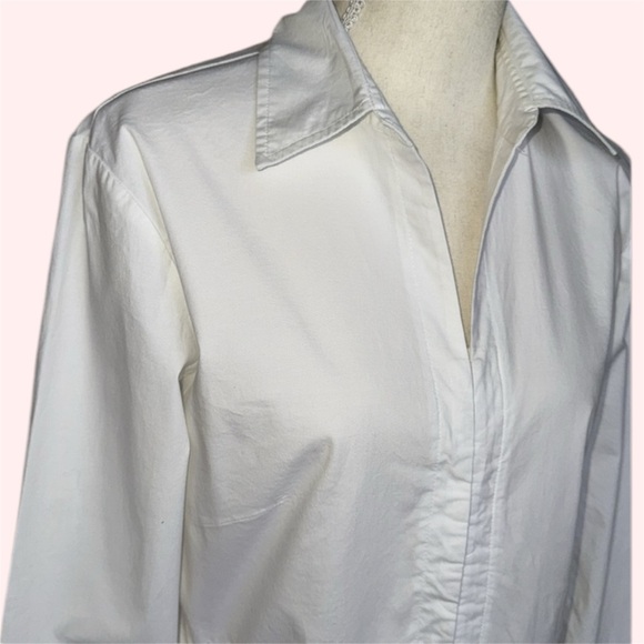 Crossing Pointe White Long Sleeve Embroidery Embellished Button Down Shirt Sz L - Picture 3 of 11